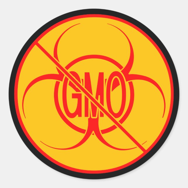 No GMO Stickers Biohazard Warning GMO Stickers (Front)