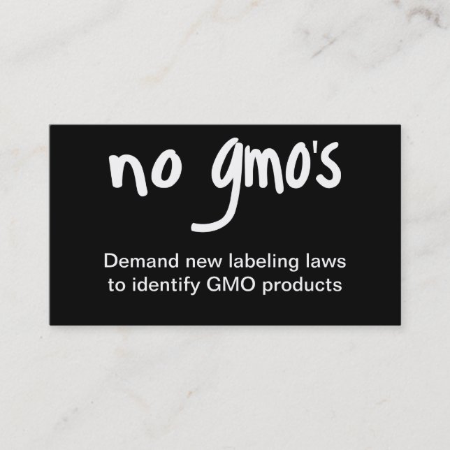 No GMO's Eat Healthy Food Promotion Black Business Card (Front)
