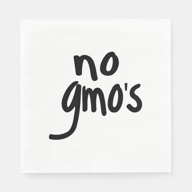 No GMO's for Heathy Food Promotional Black Text Napkin (Front)