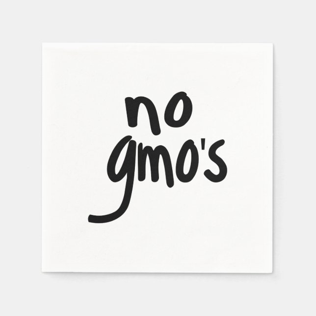 No GMO's for Heathy Food Promotional Black Text Napkin (Front)