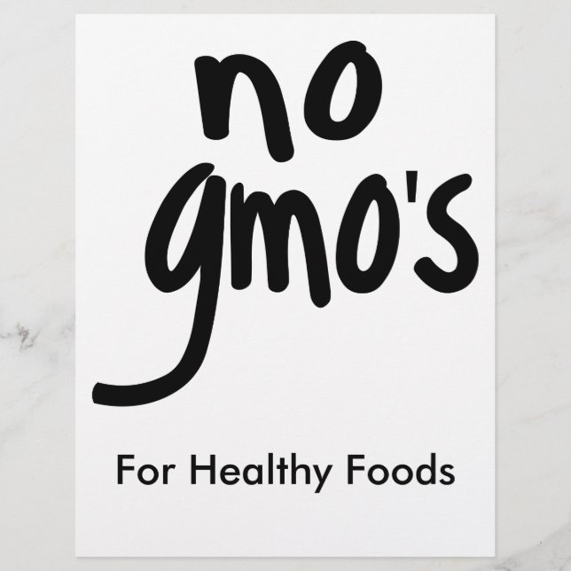 No GMO's for Heathy Food Promotional White Flyer (Front)