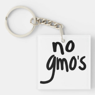 No GMO's for Heathy Food White Key Ring