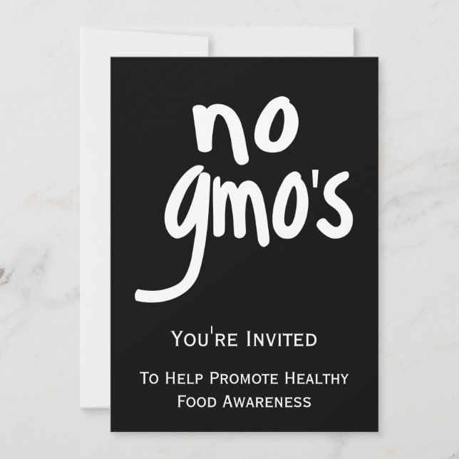 No GMO's Promote Labelling Laws Black Invitation (Front)