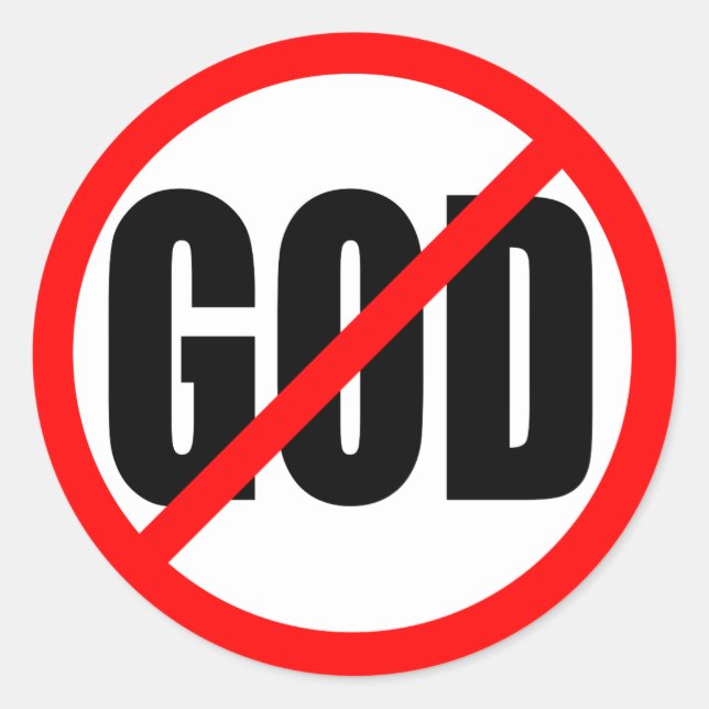 "NO GOD" CLASSIC ROUND STICKER (Front)