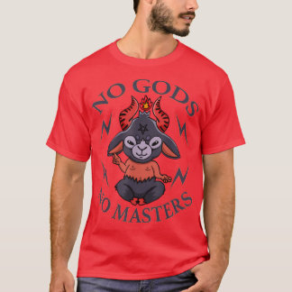 No Gods No Masters Baphomet Pentagram Atheist Sata T-Shirt