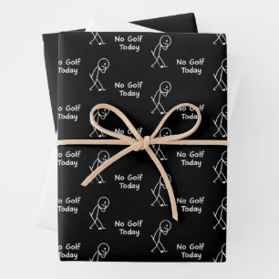No Golf Today Funny Sad Golfer Figure Humour Wrapping Paper Sheet