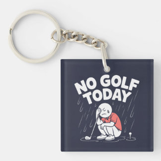 No Golf Today Funny Sad Stickman Golfer  Key Ring