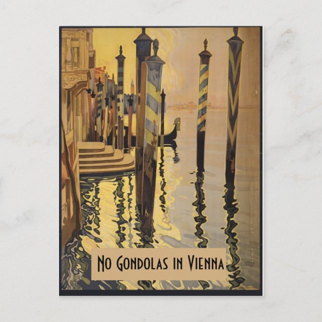 No Gondolas Vienna Vintage Venice Postcard (Front)