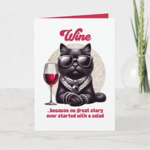 No Great Story Started With a Salad Funny Cat Card