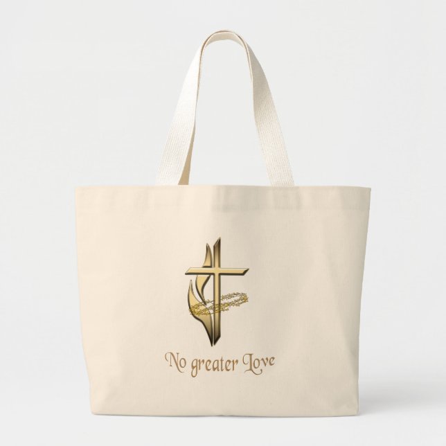 No greater Love Cross Large Tote Bag (Front)