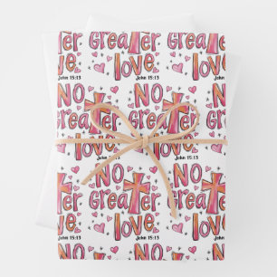 No Greater Love Jesus Valentine Christmas Christia Wrapping Paper Sheet