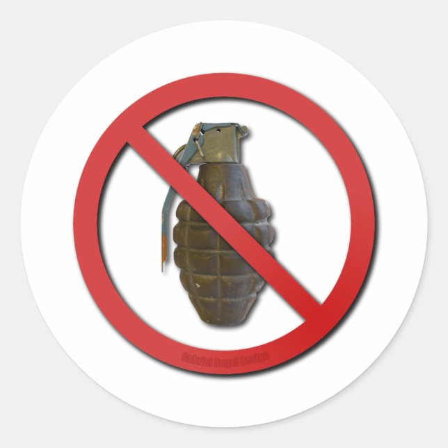 No Grenades Classic Round Sticker (Front)