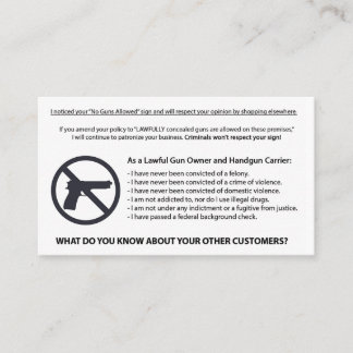 No Guns Allowed Card