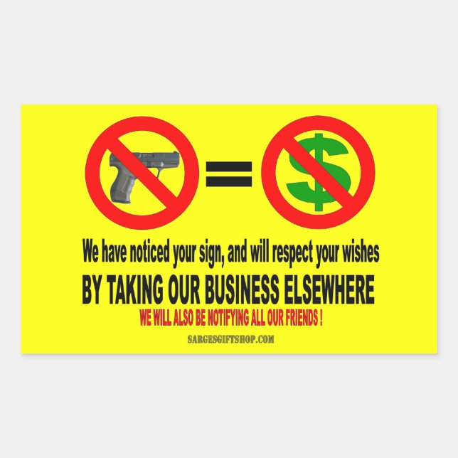 NO GUNS, NO MON RECTANGULAR STICKER (Front)