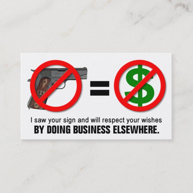 "No Guns No Money" Missouri CCW Business Card (1A) (Front)