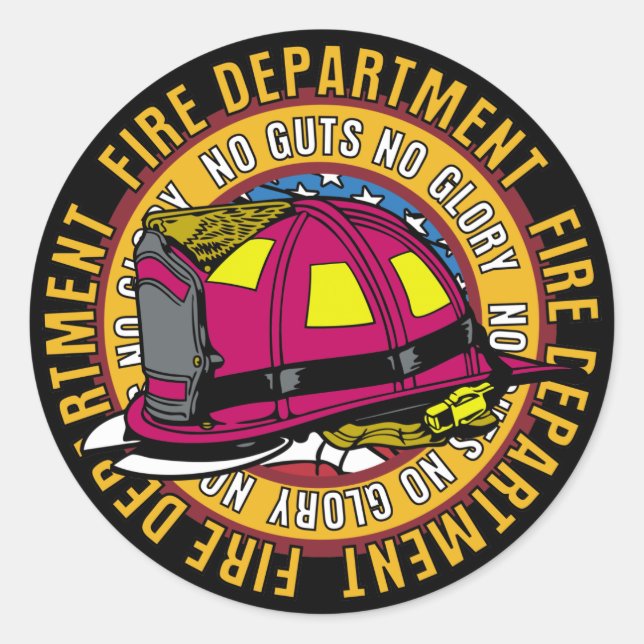 No Guts No Glory Fire Fighter Classic Round Sticker (Front)