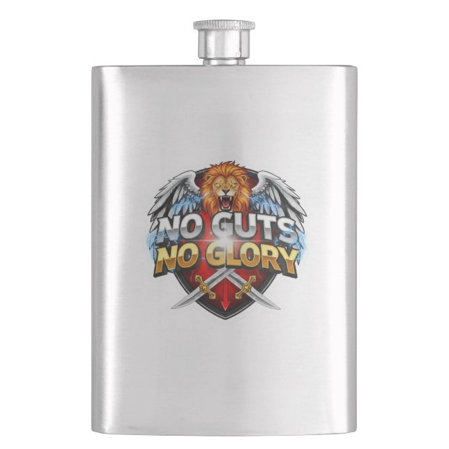 No Guts, No Glory: Motivational & Success Mindset Hip Flask (Front)