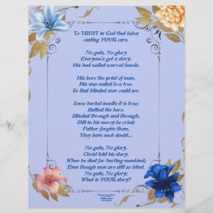 No Guts No Glory Writings Personalised Paper