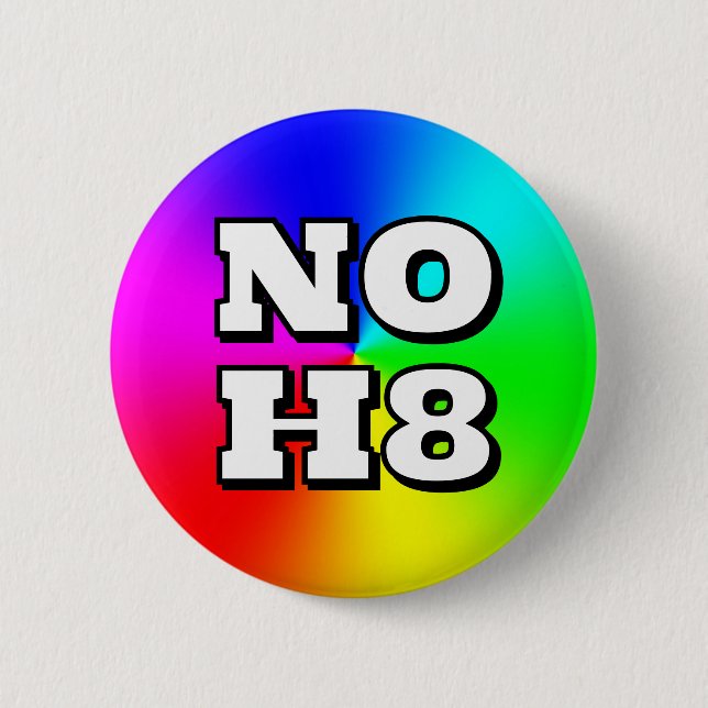 NO H8 ( you may change the words ) 6 Cm Round Badge (Front)