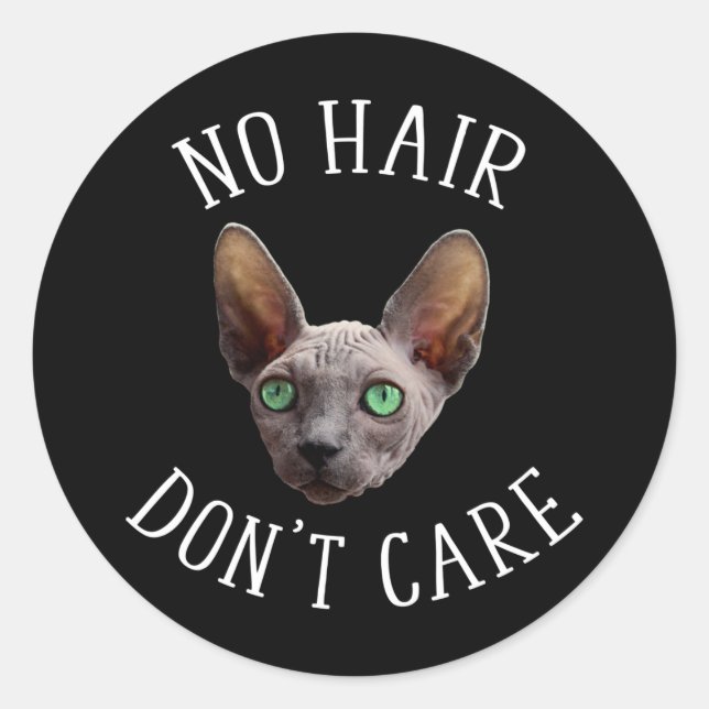 No Hair Don't Care Funny Sphynx Cat Classic Round Sticker (Front)