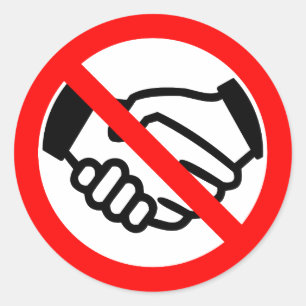 No hand shaking warning sign for coronavirus classic round sticker