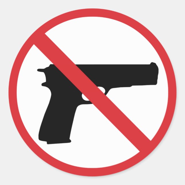 No Handguns Classic Round Sticker (Front)