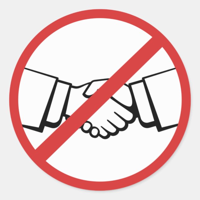No Handshake Classic Round Sticker (Front)