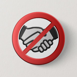 No Handshakes Please 6 Cm Round Badge