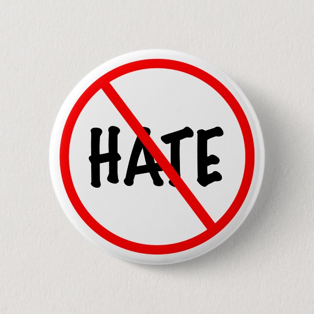 No Hate 6 Cm Round Badge (Front)
