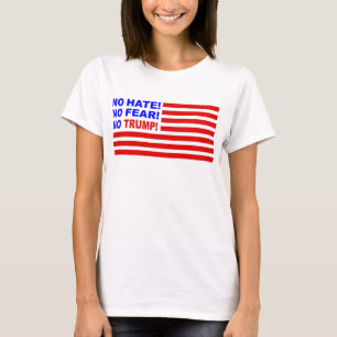 No Hate, No Fear, No Trump Flag T-Shirt (Womens)