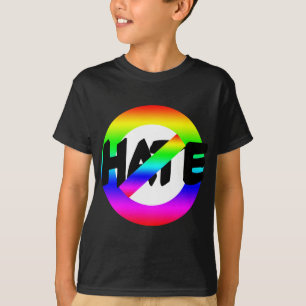 No Hate With Rainbow Colours on Tees, Buttons T-Shirt