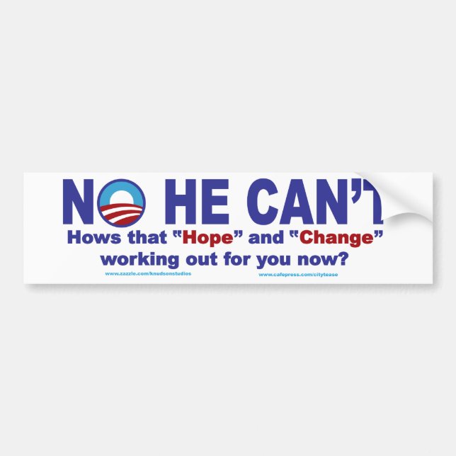 No-HE-CAN't Bumper Sticker (Front)