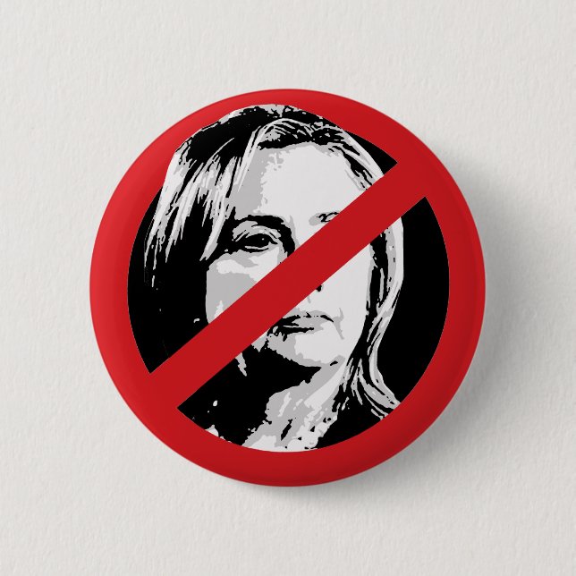 NO HILLARY 6 CM ROUND BADGE (Front)