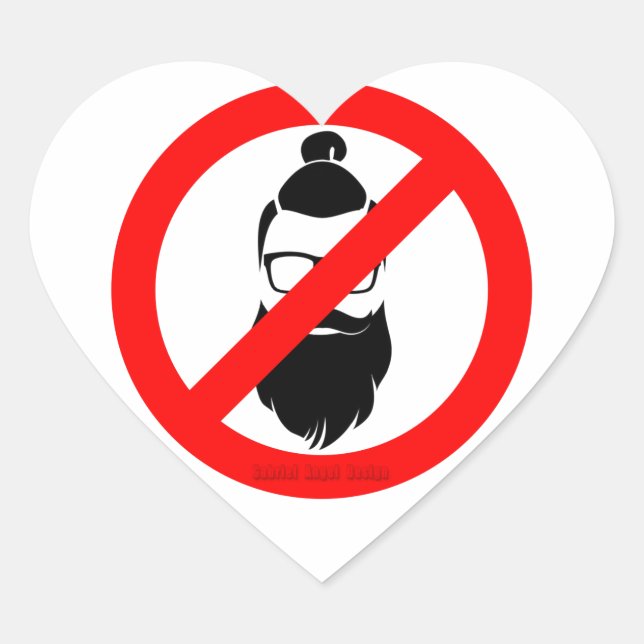 No Hipsters or Man Buns Heart Sticker (Front)