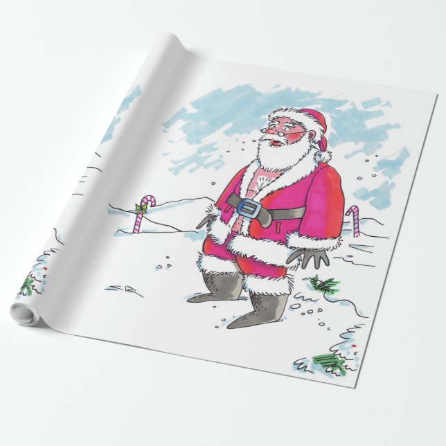 No Ho-Ho-Ho large Santa glossy wrapping paper (Unrolled)