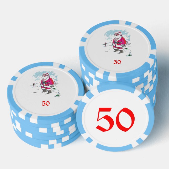 No Ho Ho Ho light blue 50 striped poker chip (Stack)