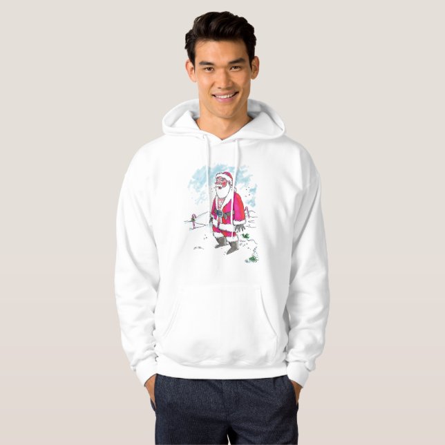 No Ho-Ho-Ho men white hooded sweatshirt (Front Full)