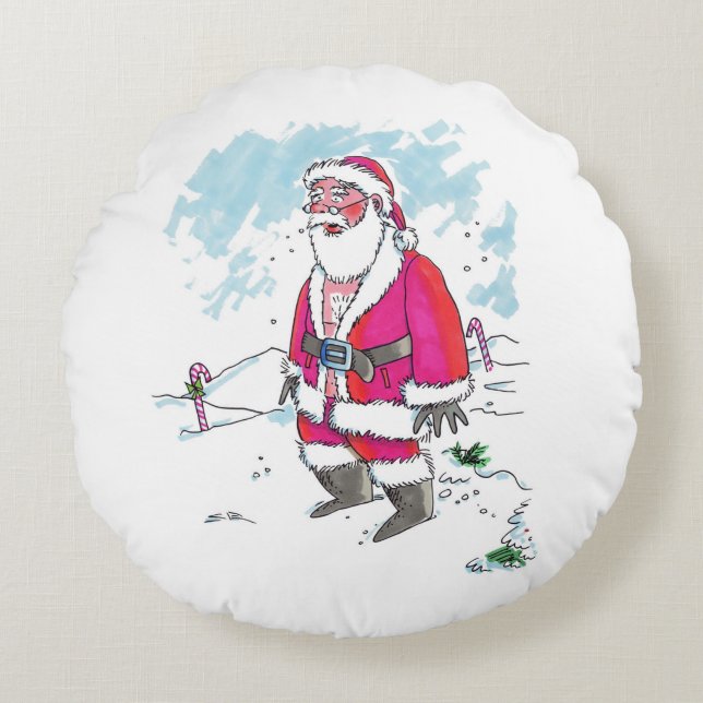 No Ho Ho Ho round poly pillow (Front)