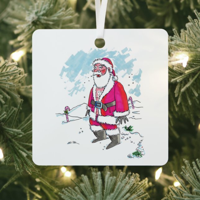 No Ho-Ho-Ho square metal ornament (Insitu)