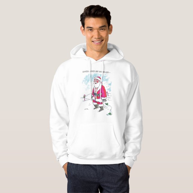 No Ho-Ho-Ho w text men white hooded sweatshirt (Front Full)