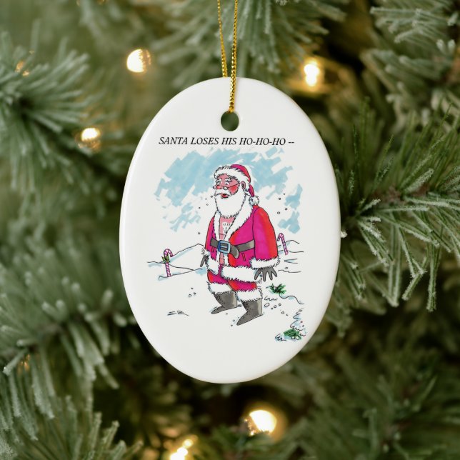 No Ho-Ho-Ho w text oval ceramic ornament (Tree)