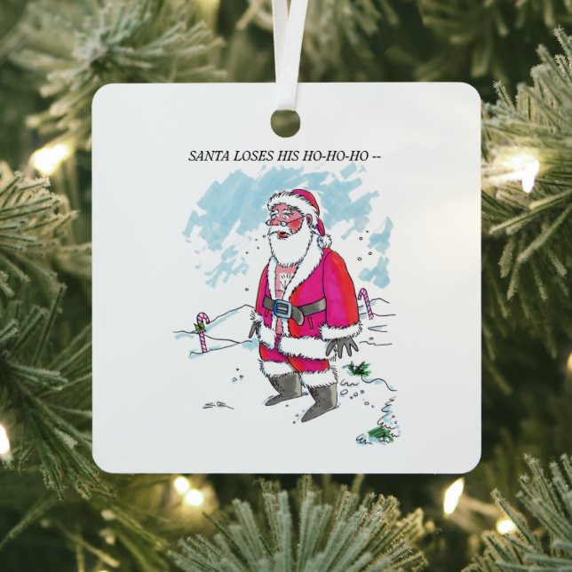 No Ho-Ho-Ho w text square metal ornament (Insitu)