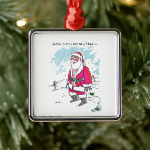 No Ho-Ho-Ho w text square premium ornament