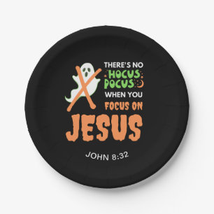NO HOCUS POCUS Christian Halloween Paper Plate