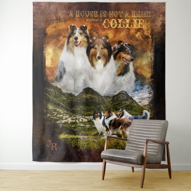 No Home w/o Collies, Sheepherding, Country Style - Tapestry (In Situ)