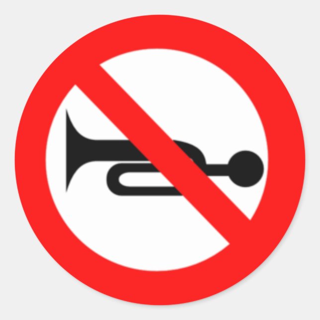 No Honking Sign Classic Round Sticker (Front)
