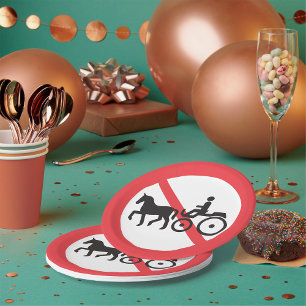 No Horse Drawn Vehicles Sign Paper Plate