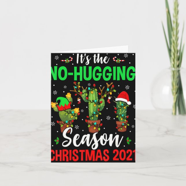No Hugging Season Xmas 2021 Elf Reindeer Santa Ca  Card (Front)
