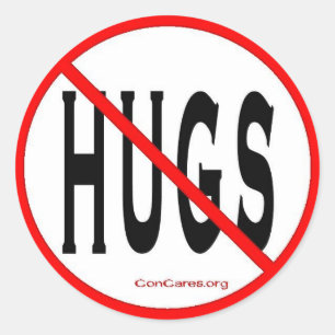 No Hugs-Large 3" stickers-Sheet of 6 Classic Round Sticker