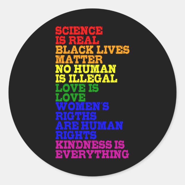 NO HUMAN IS ILLEGAL LGBT Pride Month LGBTQ Rainbow Classic Round Sticker (Front)
